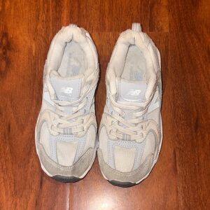 New Balance Cream and Gray Running Shoes